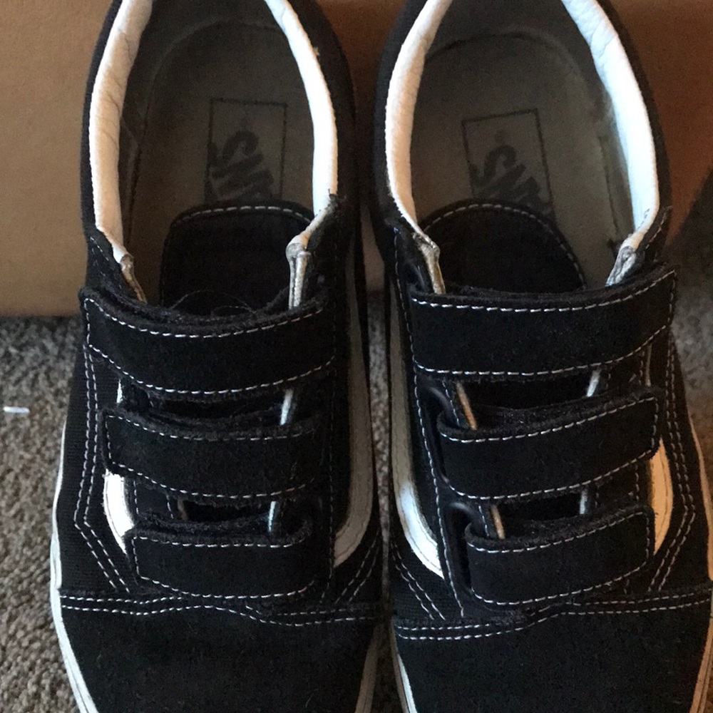 Black and white velcro vans